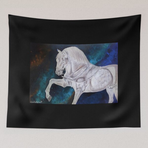 Item preview, White horse playing abstract background designed and sold by horseaddicted.