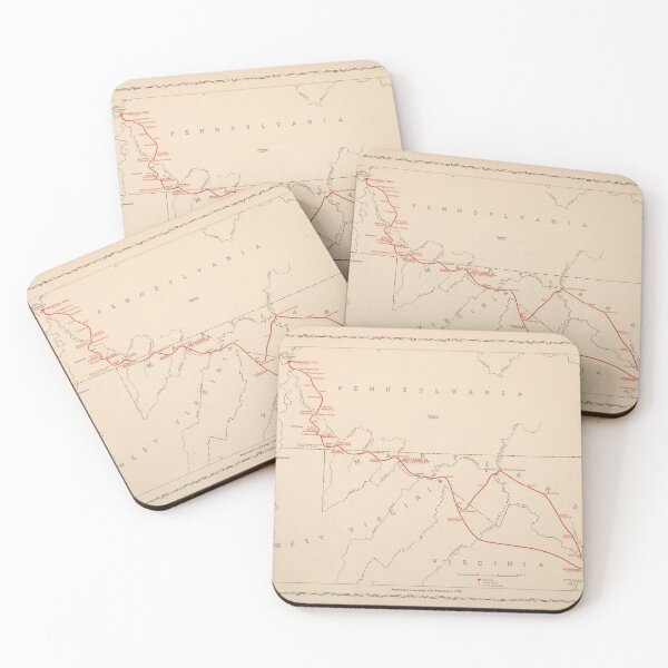 Item preview, Old Colonel Washington French and Indian War Map (1932) Vintage Braddock Expedition Route Atlas designed and sold by BravuraMedia.