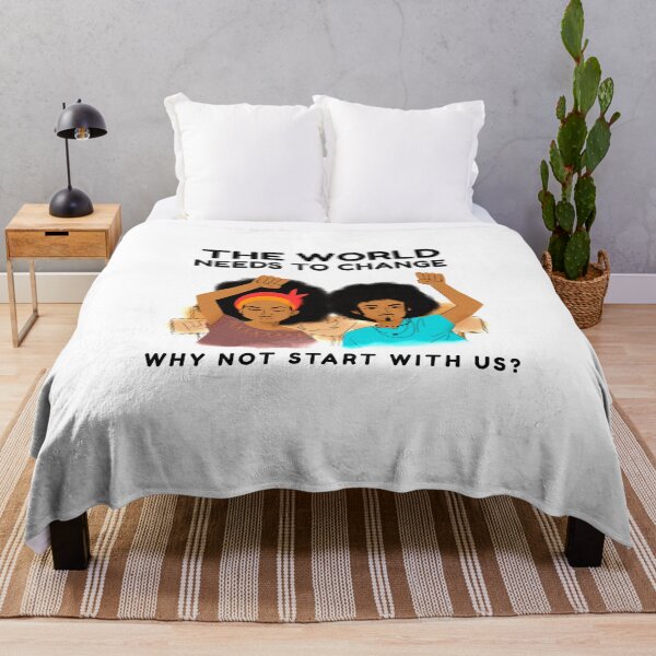 Item preview, The World Needs To Change. Why Not Start With Us? (With Image of Two Black Protestors.) designed and sold by FoxyParrot.