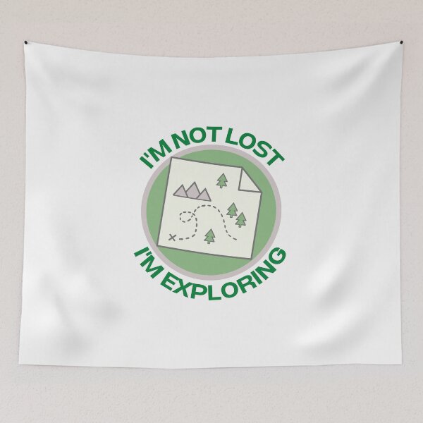 Item preview, Im not lost Im exploring map white - Camping, hiking, travelling quote designed and sold by Teetee94.