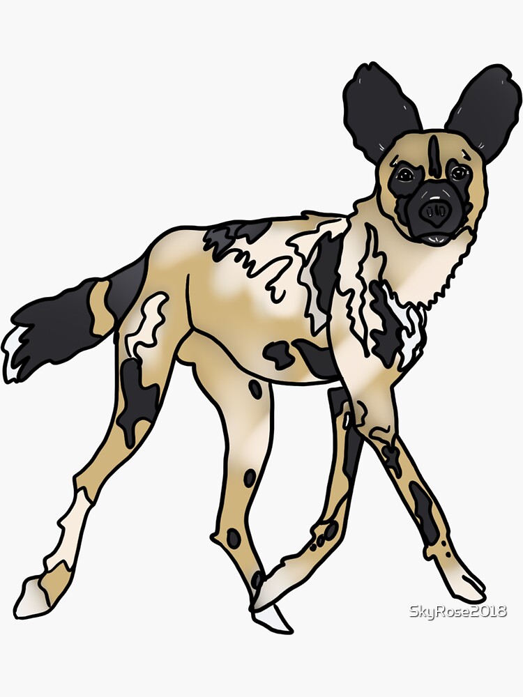 "African Painted Dog Cartoon" Sticker for Sale by SkyRose2018 Redbubble