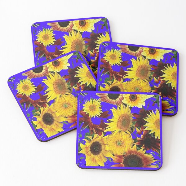 Item preview, ASSORTED YELLOW SUNFLOWER ABSTRACT GARDEN  BLUE ART designed and sold by sharlesart.