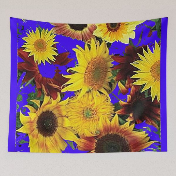 Item preview, ASSORTED YELLOW SUNFLOWER ABSTRACT GARDEN  BLUE ART designed and sold by sharlesart.