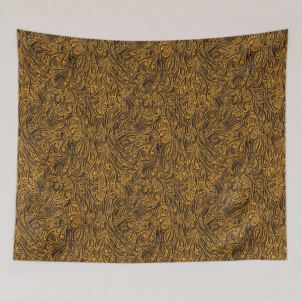 Item preview, Swirling Abstract Line Art in Black on Orange designed and sold by MathenaArt.