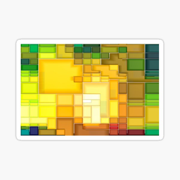 Mondrian Minimalist Modern Art - Yellow Green Grid Gradient Sticker