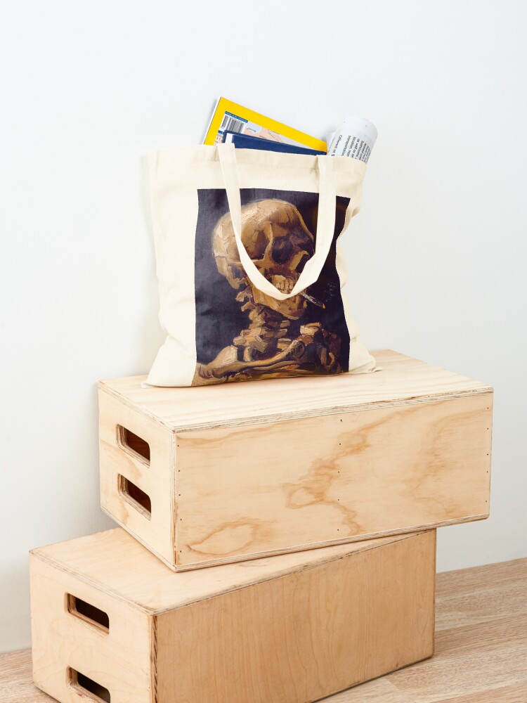 Thumbnail 4 of 5, Tote Bag, Vincent Van Gogh's 'Skull with a Burning Cigarette'  designed and sold by Classic Visions  Gallery.