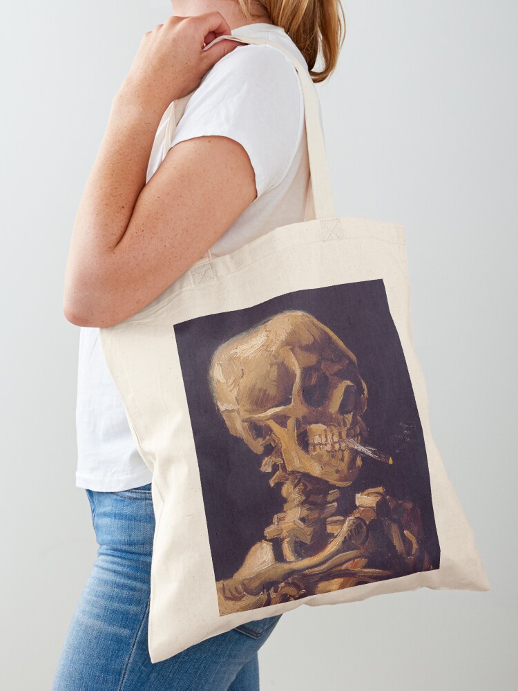 Thumbnail 1 of 5, Tote Bag, Vincent Van Gogh's 'Skull with a Burning Cigarette'  designed and sold by Classic Visions  Gallery.