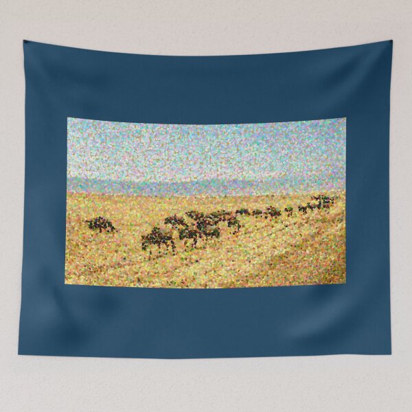 Item preview, Wildebeest Migration in Pointillism designed and sold by Jensphotos.
