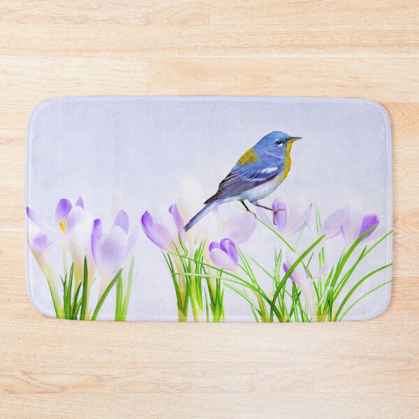 Item preview, Parula Warbler Perched on Crocus Flowers designed and sold by FineArtography.