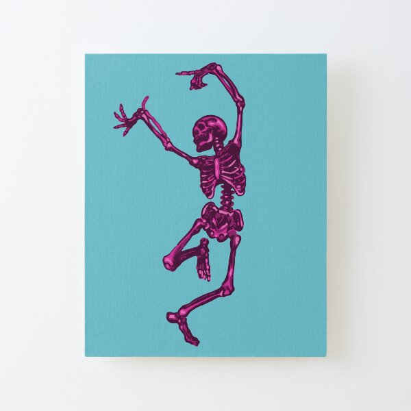 Dancing Pink Skeleton Canvas Mounted Print