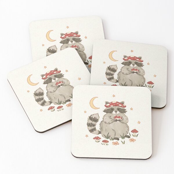 Item preview, Raccoon with Mushrooms designed and sold by hwainio.