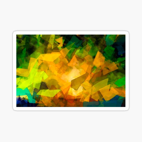 Green Yellow Watercolor Abstract Wall Art - Contemporary Artwork Sticker