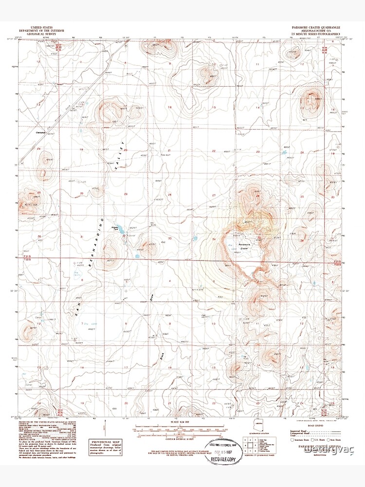 Thumbnail 7 of 7, Framed Art Print, USGS TOPO Map Arizona AZ Paramore Crater 312774 1987 24000 designed and sold by wetdryvac.