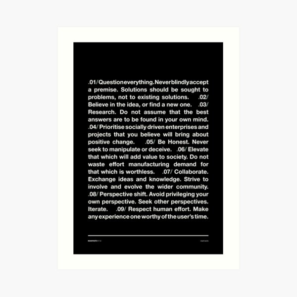 Manifesto 1.0 - Black Art Print