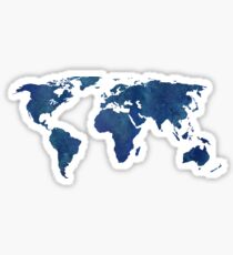 Midnight Blue Watercolor World Map Sticker