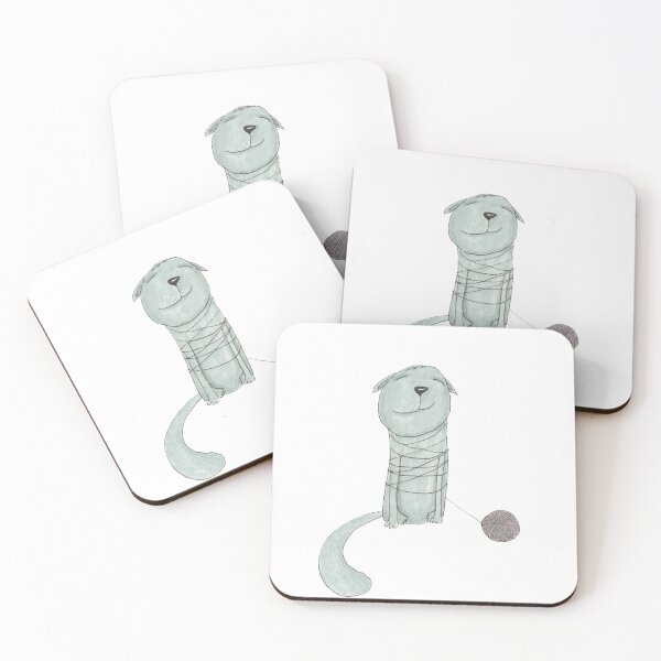 Item preview, Drawn gray cute cat with a ball of thread designed and sold by Galina Lyapina.