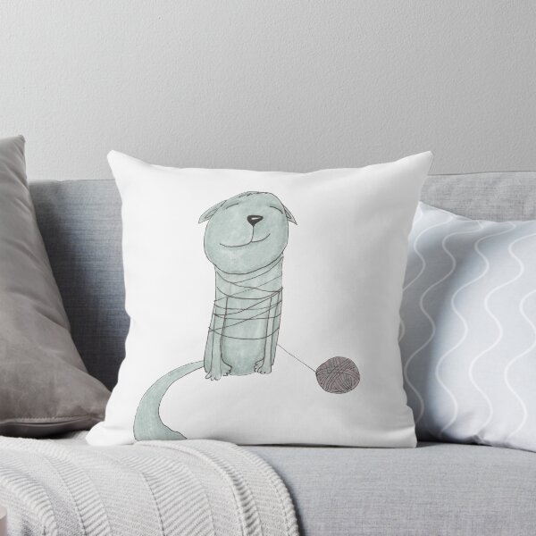 Item preview, Drawn gray cute cat with a ball of thread designed and sold by Galina Lyapina.