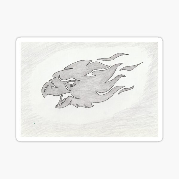 Eagle Fiery Face Sketch Sticker