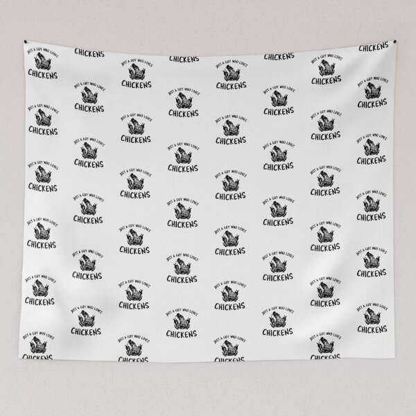 Item preview, Just A Guy Who Loves Chickens -funny chicken design in black text designed and sold by katiekendall.