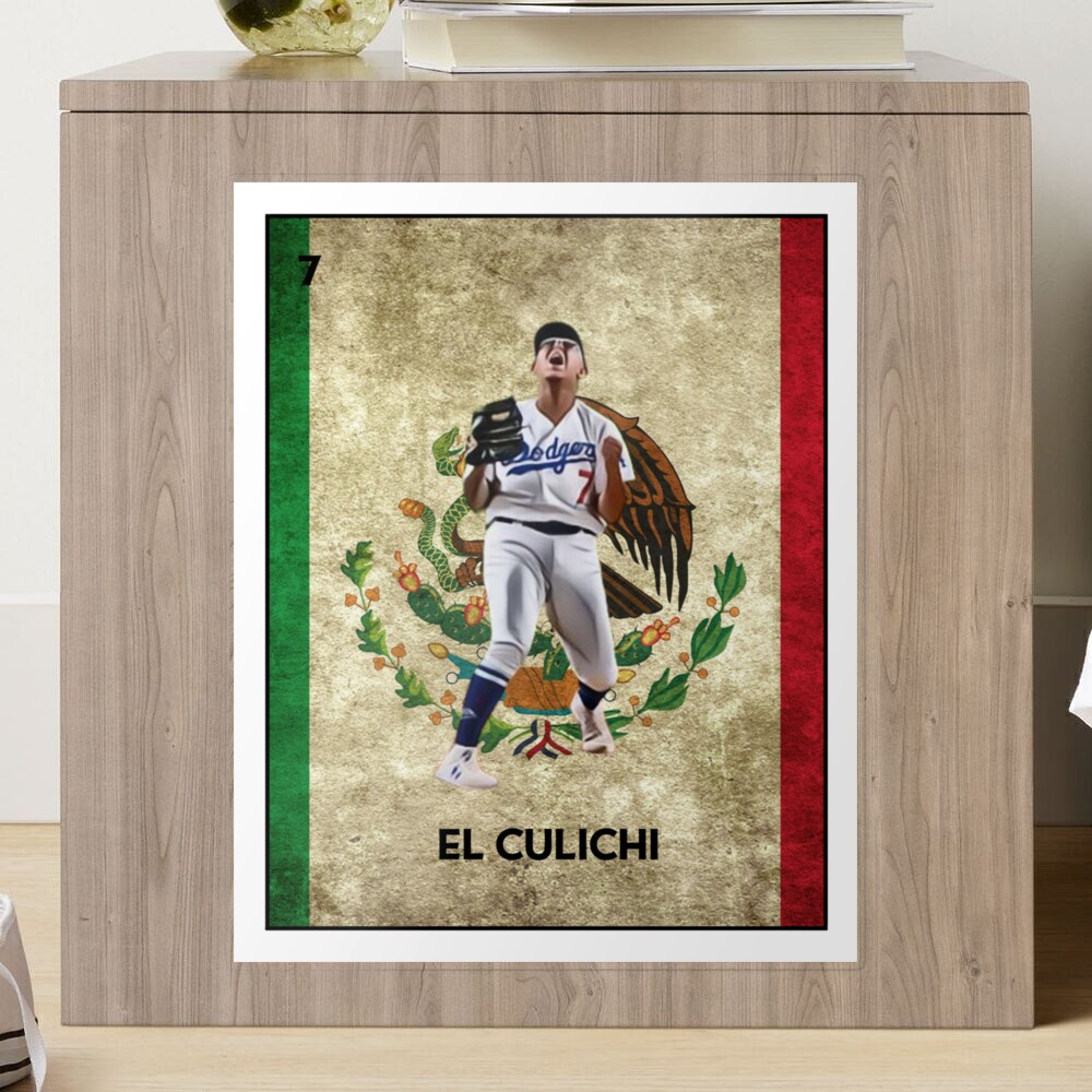 Julio Urias Mexican Loteria: El Culichi. Funny Spanish. Los Angeles.  Magnet for Sale by Janelle Soto