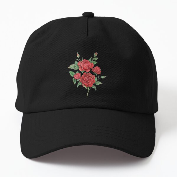 Red watercolor rose Dad Hat