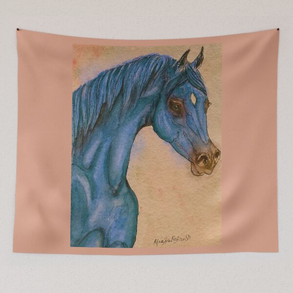 Item preview, Blue arabian horse portrait designed and sold by horseaddicted.