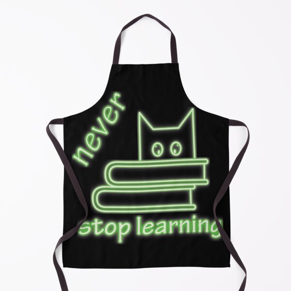 Item preview, Never stop learning - books and cat -  green designed and sold by FunnyChameleon.