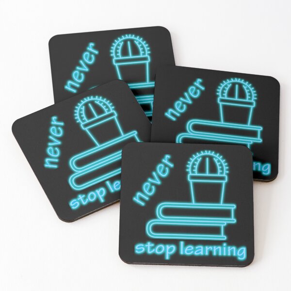 Item preview, Never stop learning - books and cactus - blue designed and sold by FunnyChameleon.