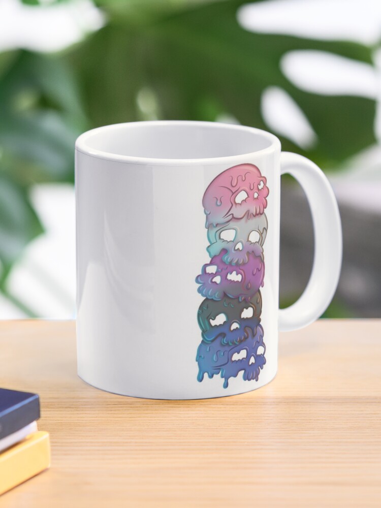 Kawaii Goth Cat on Skull Bisexual Pride Aesthetic Mug