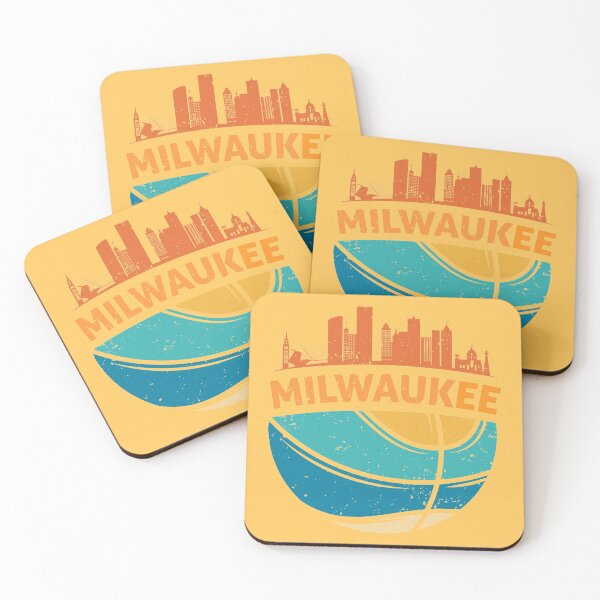 Item preview, Milwaukee Wisconsin Cityscape Basketball Retro Sunset Design designed and sold by Capiral Bucketlist.
