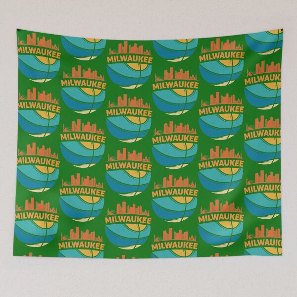 Item preview, Milwaukee Wisconsin Cityscape Basketball Retro Sunset Design designed and sold by Capiral Bucketlist.
