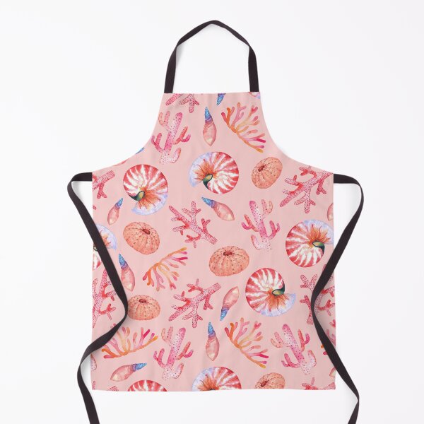 Item preview, Colorfull sea corals and nautilus shells watercolor pattern on pink designed and sold by AnjeseAnna.