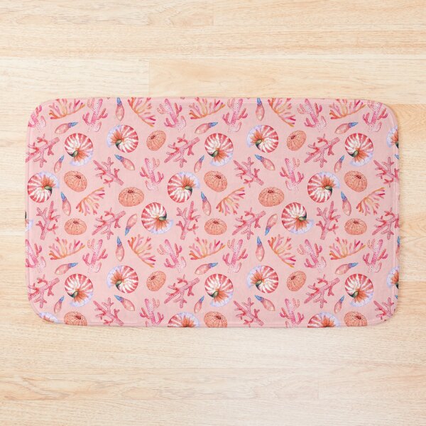 Item preview, Colorfull sea corals and nautilus shells watercolor pattern on pink designed and sold by AnjeseAnna.