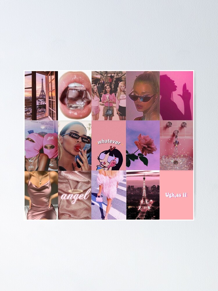 40 PINK BOUJEE BADDIE Collage Aesthetic. Trendy Vogue Vsco Set of 40  Pictures Digital Prints Wall Collage 