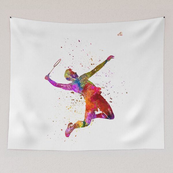 Item preview, Badminton player in watercolor designed and sold by paulrommer.