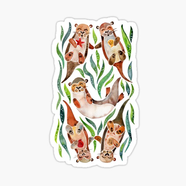 Artikel-Vorschau von Fünf Otter – Grüne Algen, designt und verkauft von Cat Coquillette.