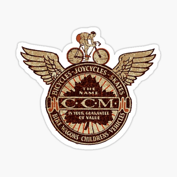 VINTAGE CCM BICYCLE ORANGE 11cm ROUND DECAL 