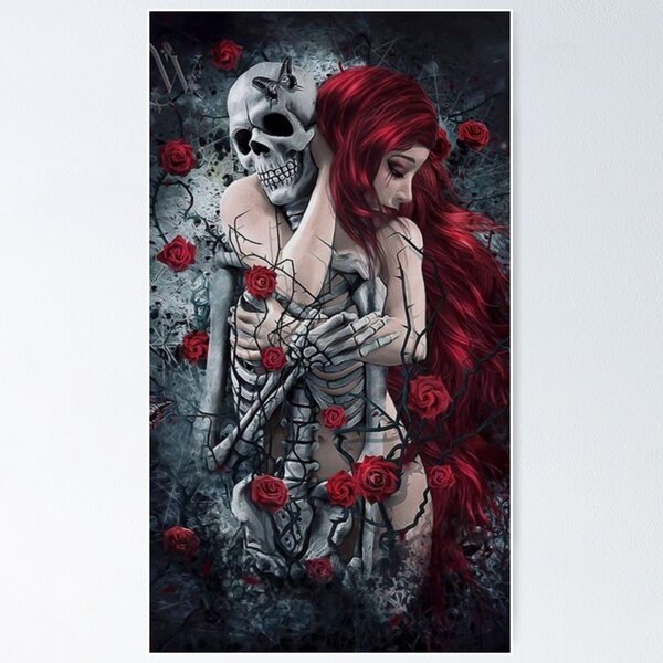 Item preview, Redhead woman with skeleton designed and sold by Print-My-Mood.