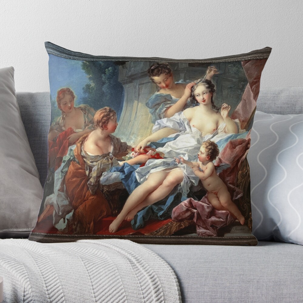 The Toilet of Venus by Francois Boucher Old Masters Xzendor7 Fine Art Reproductions Throw Pillow
