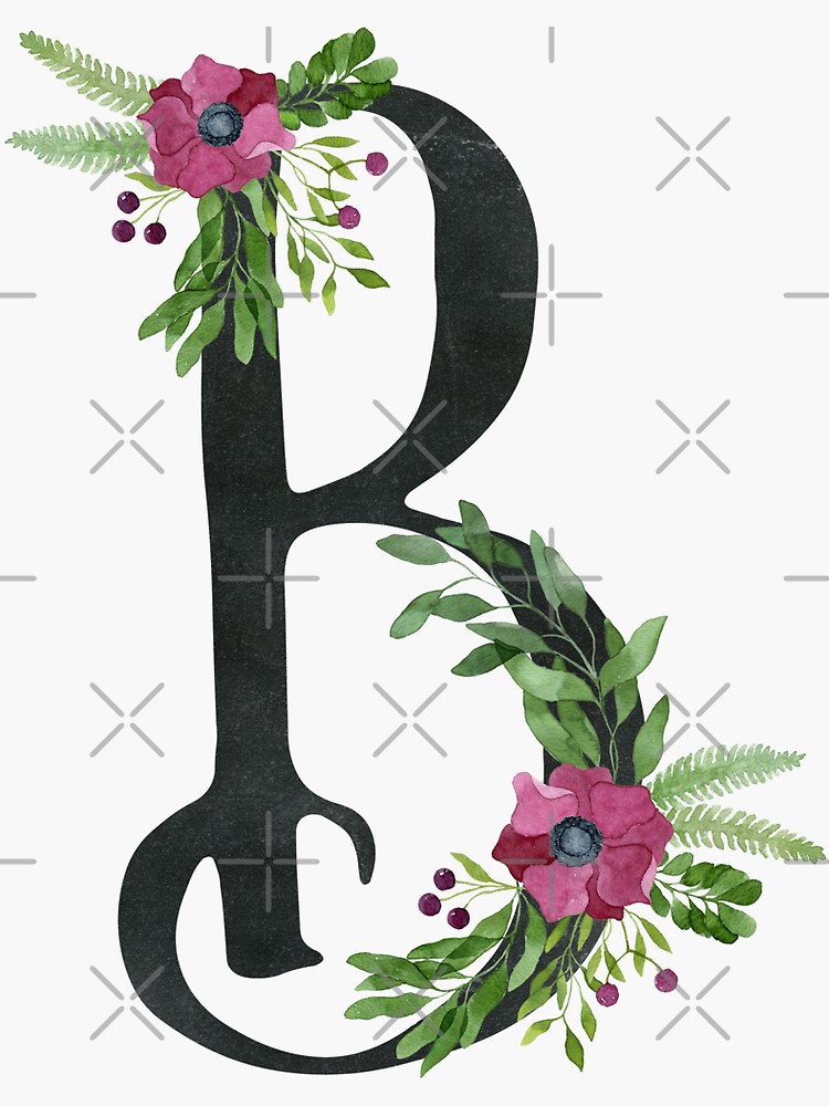 "Monogram B With Floral Wreath" Sticker For Sale By Helga-wigandt ...