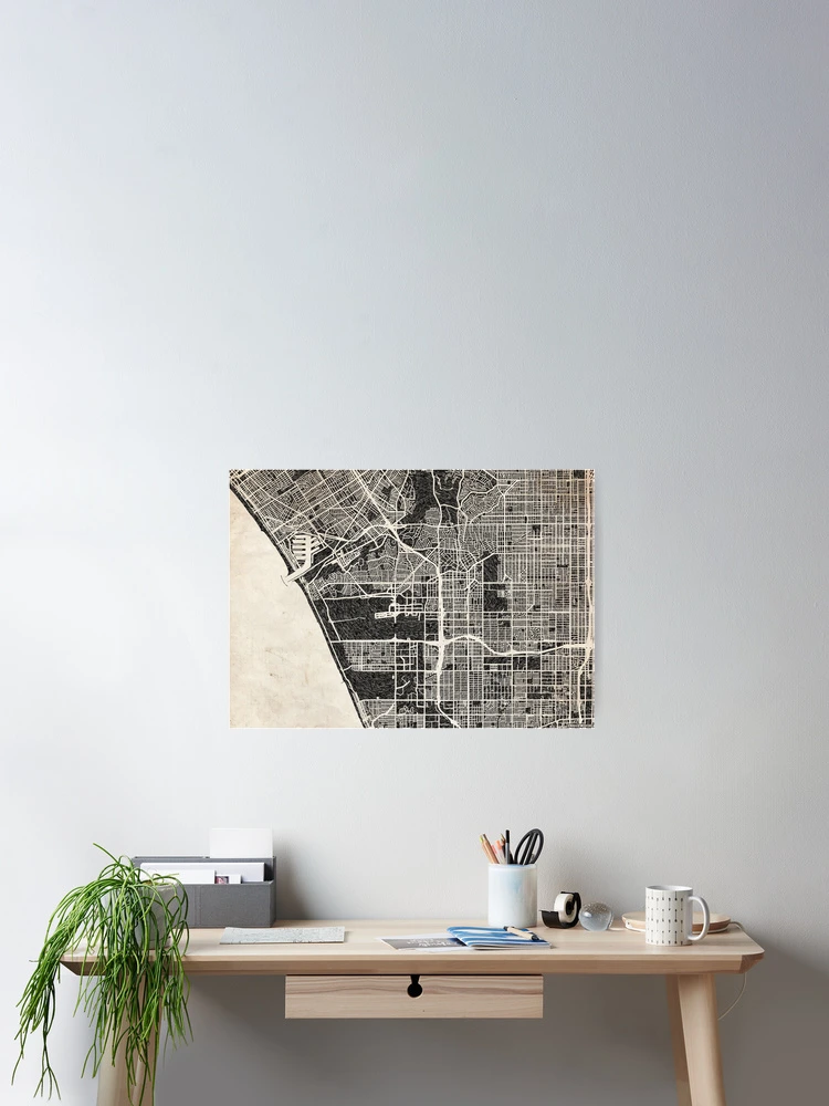 Aperçu 2 sur 3. Poster avec l'œuvre Inglewood map California Ink lines créée et vendue par InkMaps.