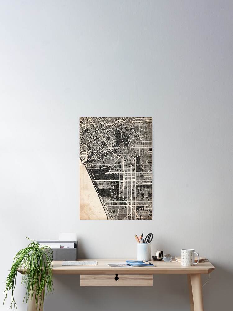 Thumbnail 2 von 3, Poster, Inglewood map California Ink lines 2 designt und verkauft von InkMaps.