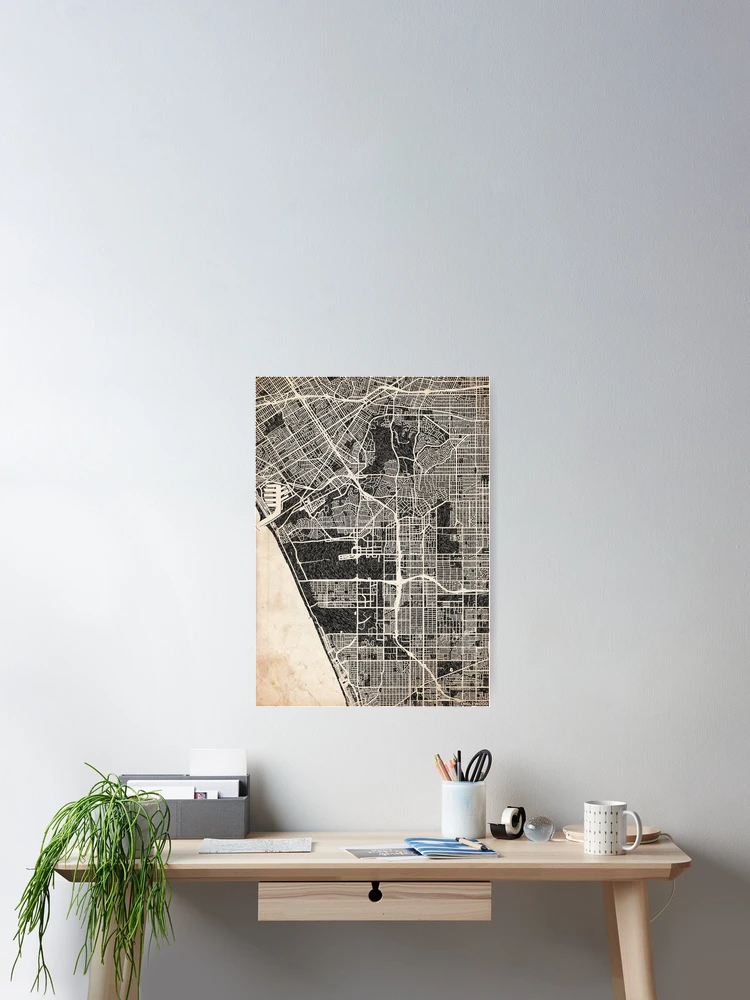 Aperçu 2 sur 3. Poster avec l'œuvre Inglewood map California Ink lines 2 créée et vendue par InkMaps.