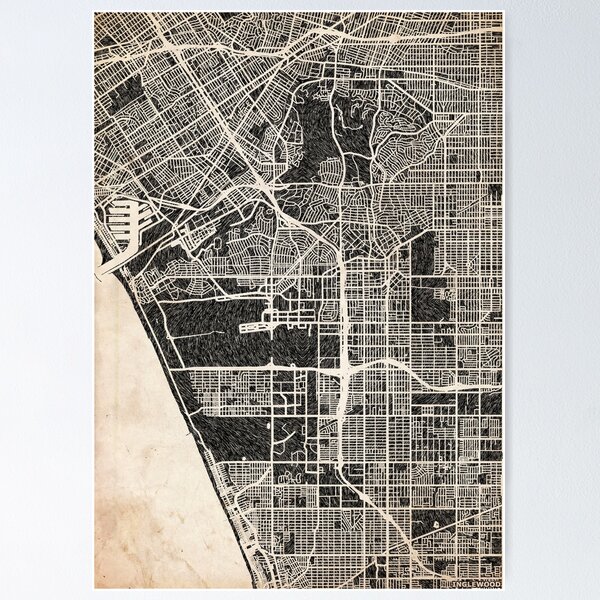 Artikelvorschau, Inglewood map California Ink lines 2 entworfen und verkauft von InkMaps.