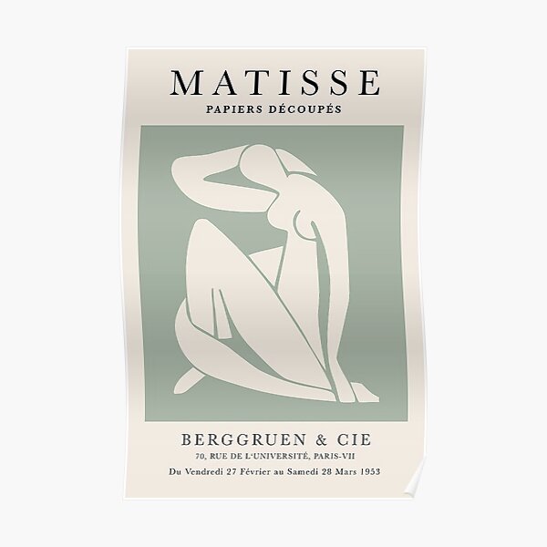 Henri Matisse Nude Paper Decoupes Art Green Back Matisse Cutout's Poster