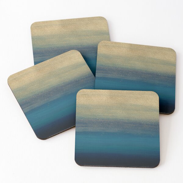 Item preview, Modern Gold Blue Brush Strokes Painting designed and sold by InovArtS.
