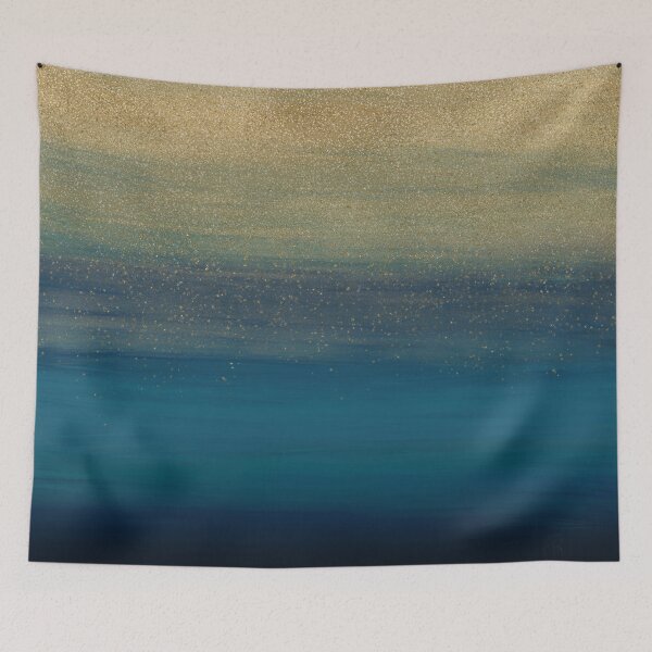Item preview, Modern Gold Blue Brush Strokes Painting designed and sold by InovArtS.