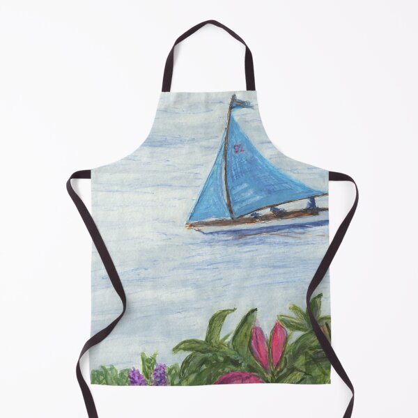 Item preview, Snowgoose the Seabird Half-Rater Sails Past Veronica Hebe and Old Rose at Trearddur Bay designed and sold by LymphomaLass.
