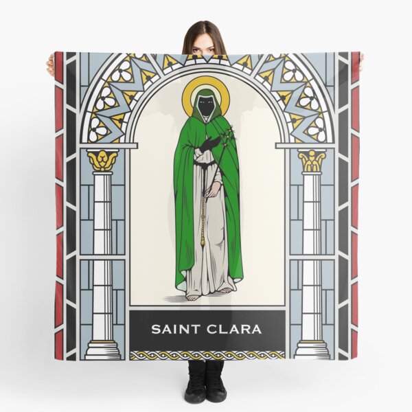 ST CLARA (CLARE) DE ASSISI debajo de VIDRIO MANCHADO Pañuelo