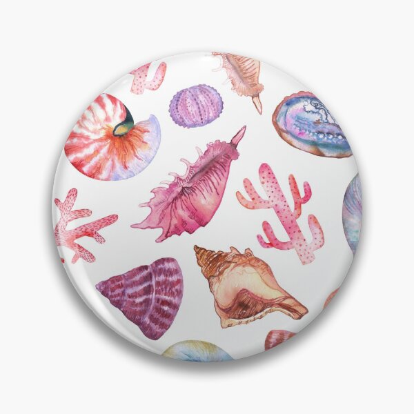 Item preview, Colorfull sea corals and nautilus shells watercolor pattern on white designed and sold by AnjeseAnna.